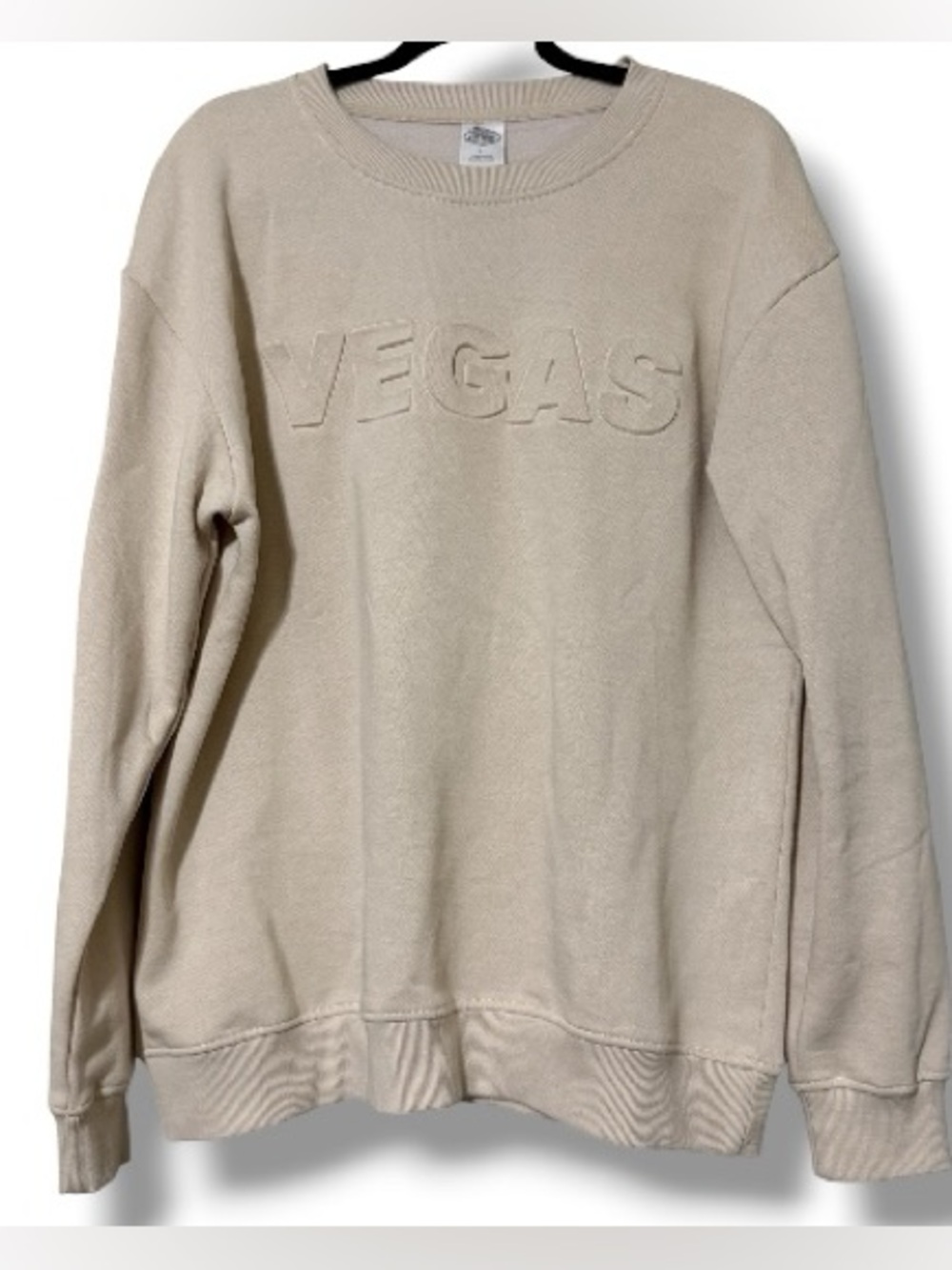 Las Vegas size large pullover long sleeve crew neck sweater raised letters